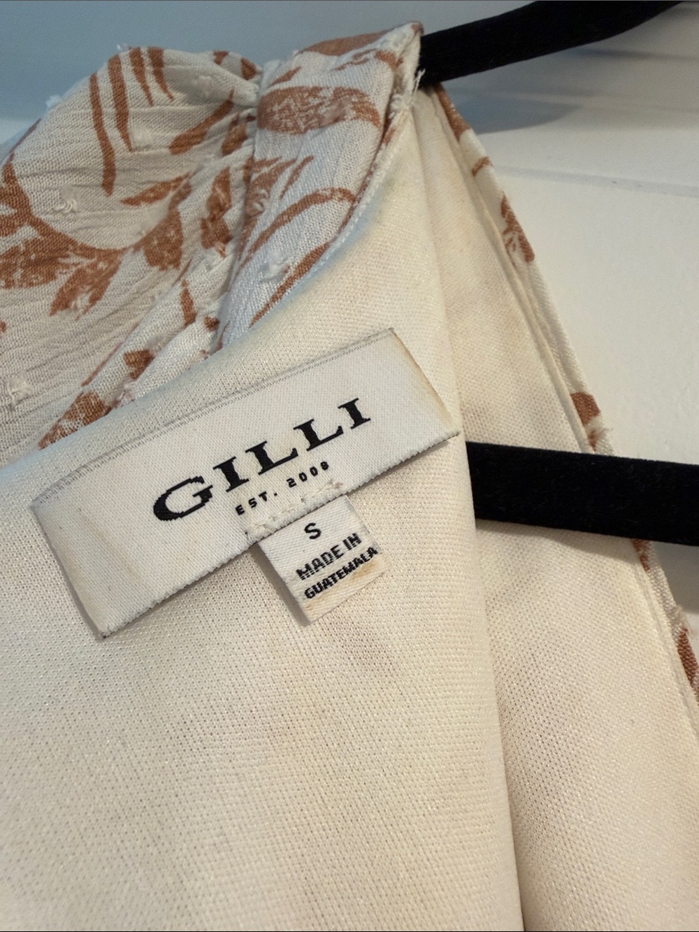 Gilli Cream Mini Dress with Brown Leaf Print - Picture 2 of 4